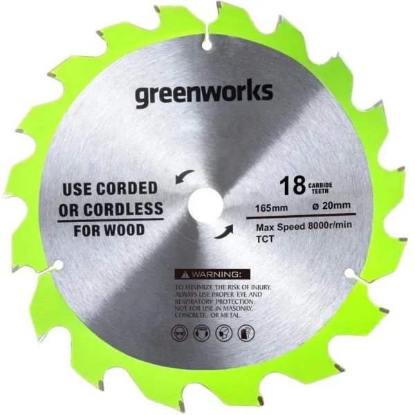 Диск пильный по дереву для циркулярной пилы Greenworks 165 мм 18T купить в Минске