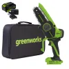 Мини-пила цепная аккумуляторная Greenworks CS2410A, 24 В, с АКБ 4 А·ч и зарядным устройством купить в Минске