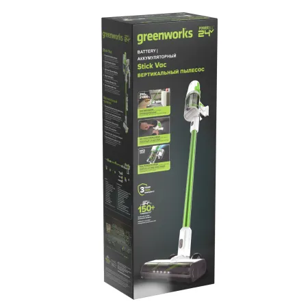 Пылесос вертикальный аккумуляторный Greenworks 24V SV24532 (1х2АчАКБ и ЗУ) 350Вт,электрощетка,3нас купить в Минске