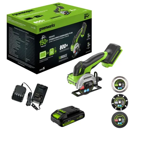 Угловая шлифовальная машина аккумуляторная Greenworks 24V GD24UCS (1хАКБ 2Ач и ЗУ) купить в Минске